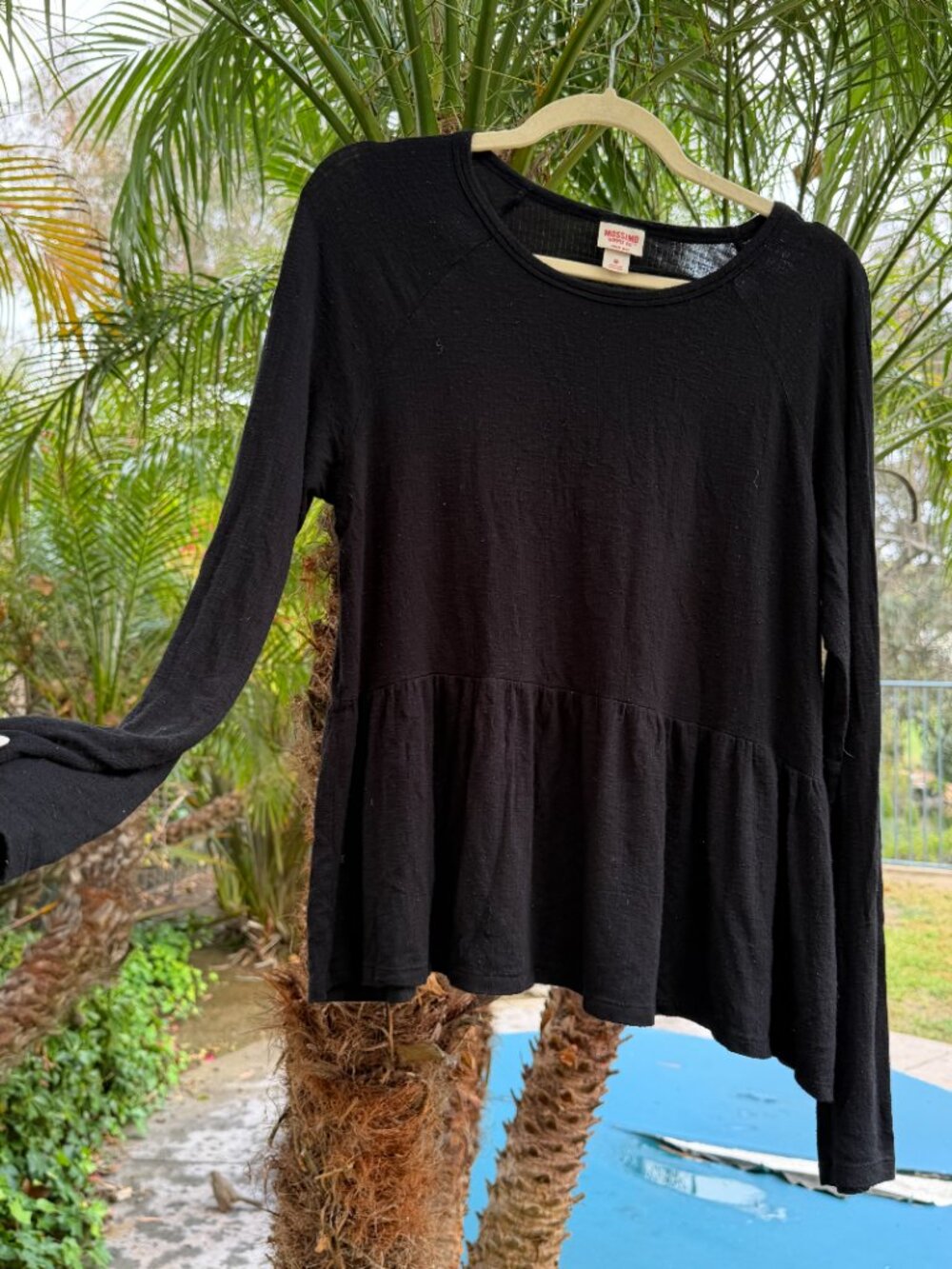 Mossimo Supply Co Black Babydoll Long Sleeve Top Size M